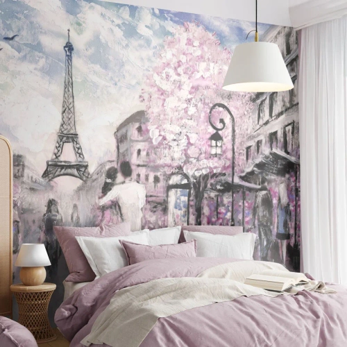 Papier Peint Photo Premium Canvas - Comment tomber amoureu, il faut juste... - Ville, tour Eiffel, Paris - 300x210 cm
