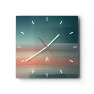 Horloge murale - Pendule murale - Un coucher de soleil aux tons pastel sur un horizon calme - 30x30cm - Résumé : vagues de lumière - Décoration murale moderne pour le salon et la chambre ARTTOR