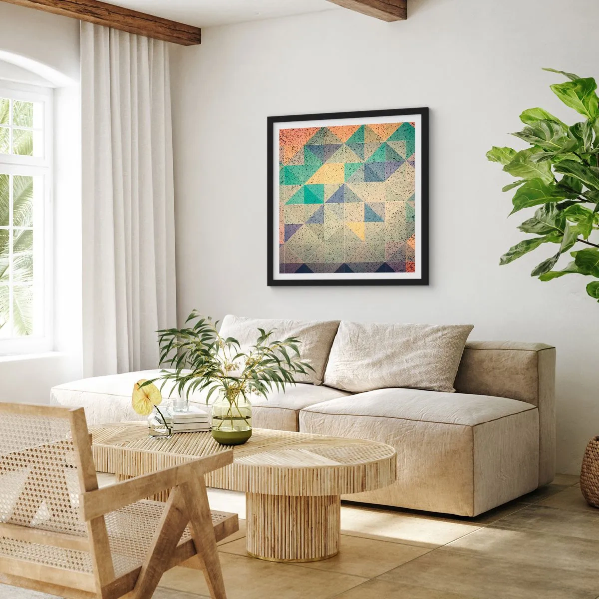 Affiche dans un cadre noir - Poster - République des triangles - 60x60 cm