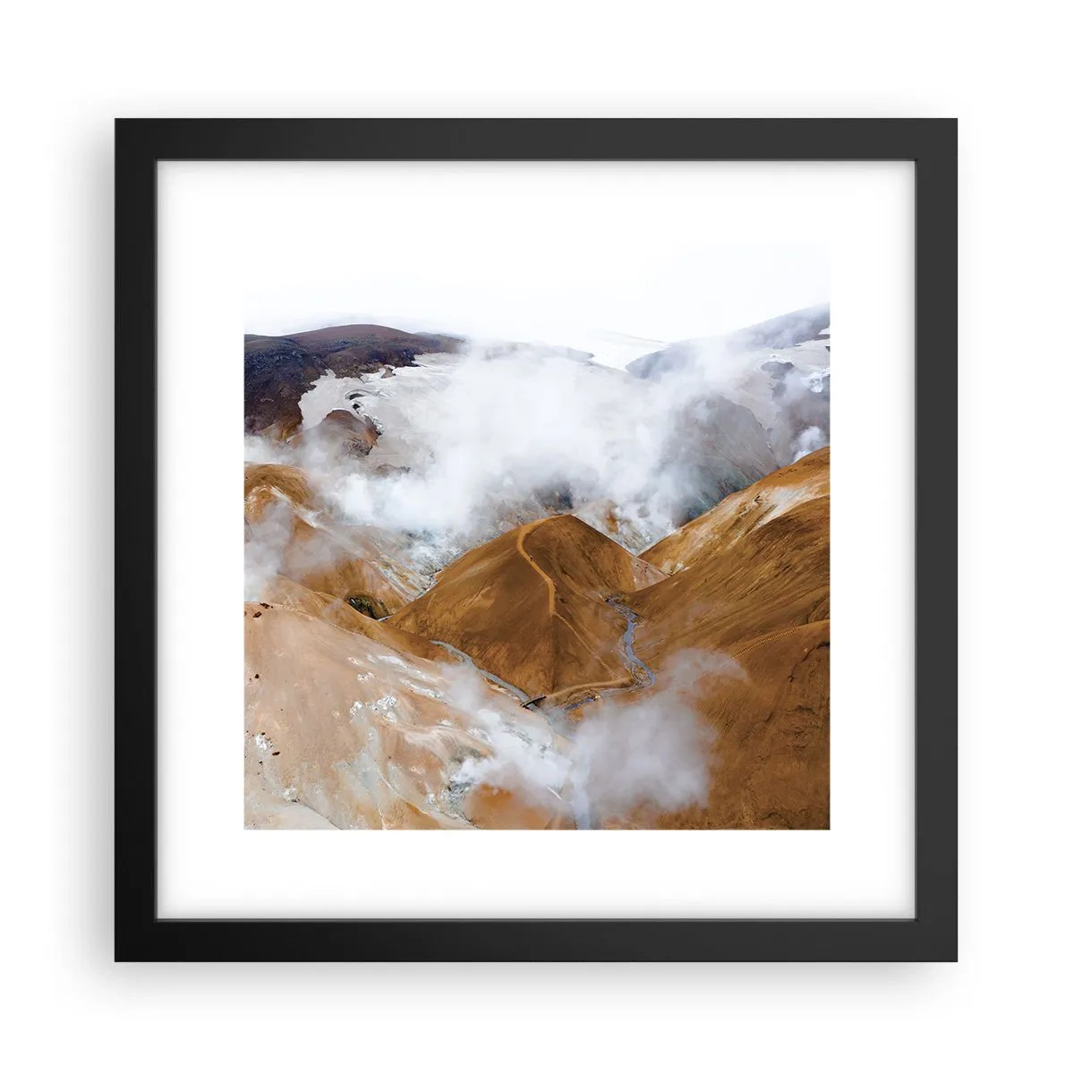 Affiche dans un cadre noir - Poster - Le charme brut de l'Islande - 30x30 cm