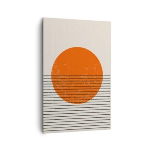 Impression sur toile - Image sur toile - Soleil minimaliste aux lignes géométriques - 80x120cm - Toujours le soleil - Décoration murale moderne pour le salon et la chambre ARTTOR