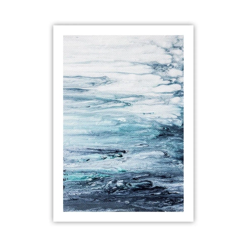 Affiche - Poster - Motif abstrait dans les tons de bleu et de gris - 50x70cm - Une glace bleue - Décoration murale moderne pour le salon et la chambre ARTTOR