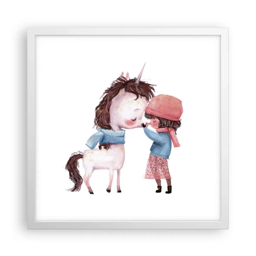 Affiche dans un cadre blanc - Poster - Histoire d'hiver - 40x40 cm