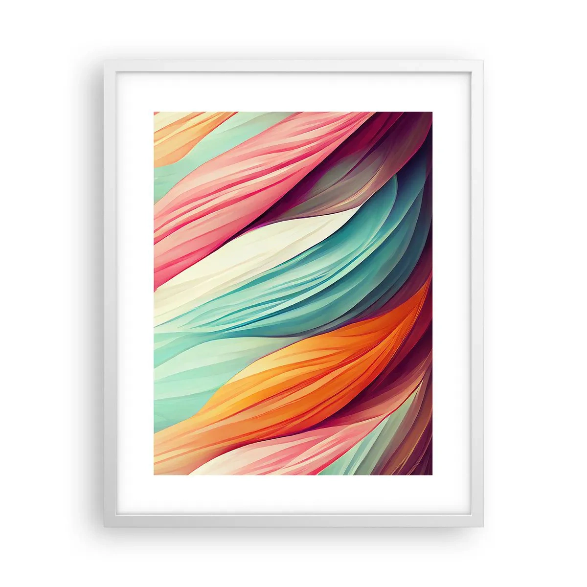 Affiche dans un cadre blanc - Poster - Tissage arc-en-ciel - 40x50 cm
