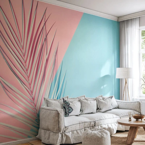 Papier Peint Photo Premium Canvas - Impression tropicale - Feuille de palmier, Abstraction, Graphique - 500x350 cm