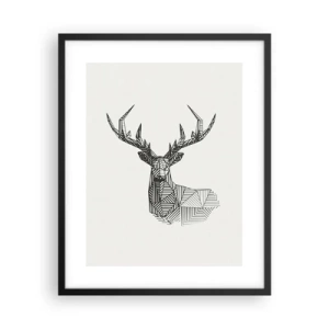 Affiche dans un cadre noir - Poster - Cerf dans un style cubique - 40x50 cm