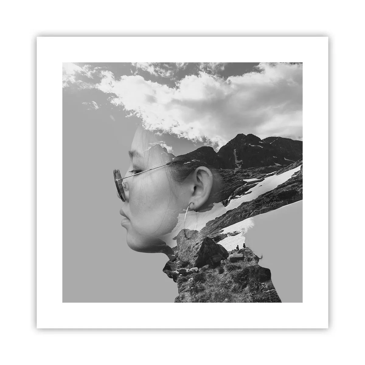Affiche - Poster - Portrait de montagnes et nuages - 40x40 cm