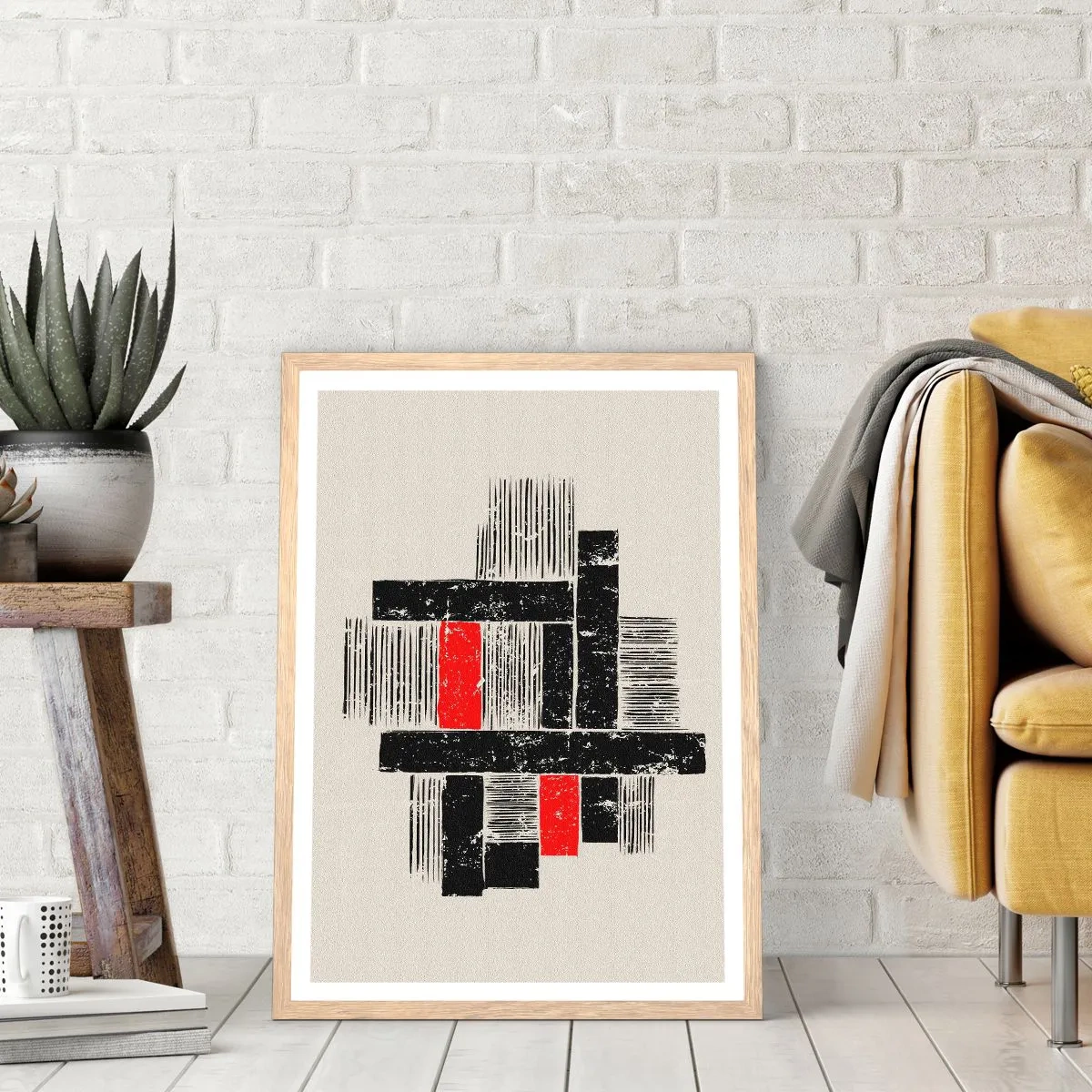 Affiche dans un chêne clair - Poster - En rouge et noir - 70x100 cm