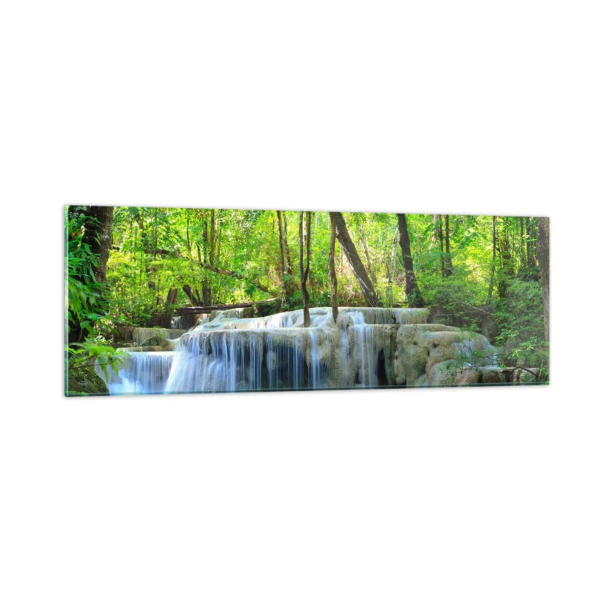 Impression sur verre - Image sur verre - Se noyer dans le turquoise et le vert - 90x30 cm