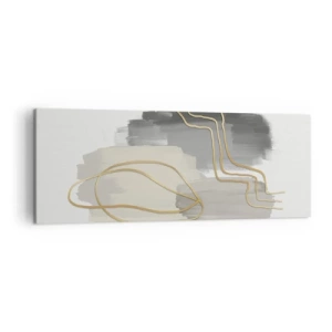 Impression sur toile - Image sur toile - Lignes dorées abstraites sur fond gris - 140x50cm - Durée et mouvement - Décoration murale moderne pour le salon et la chambre ARTTOR