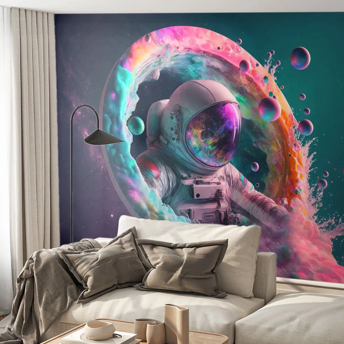 Papier Peint Photo Premium Canvas - porte des étoiles - Astronaute, Galaxie, Futuriste - 250x175 cm
