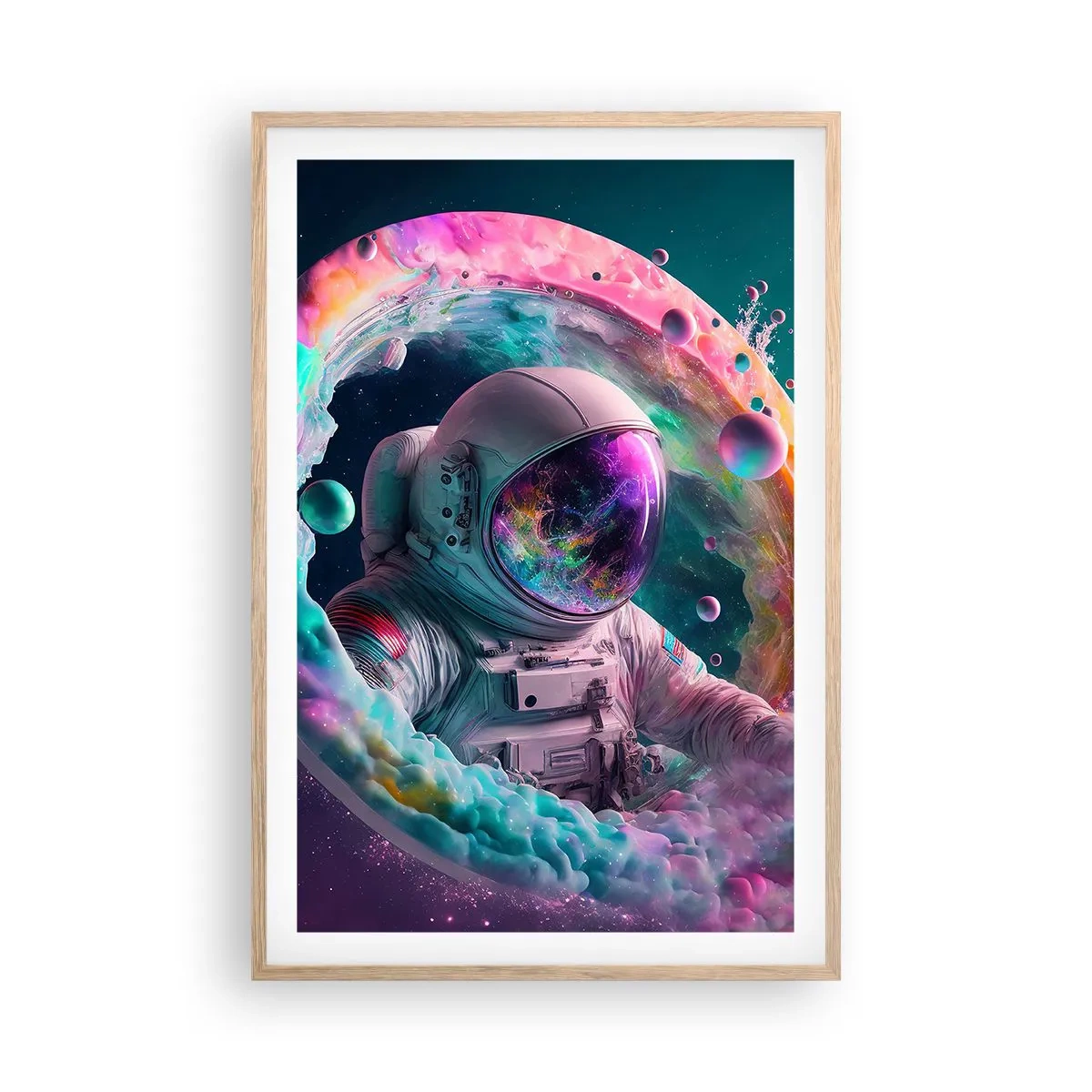 Affiche dans un chêne clair - Poster - porte des étoiles - 61x91 cm