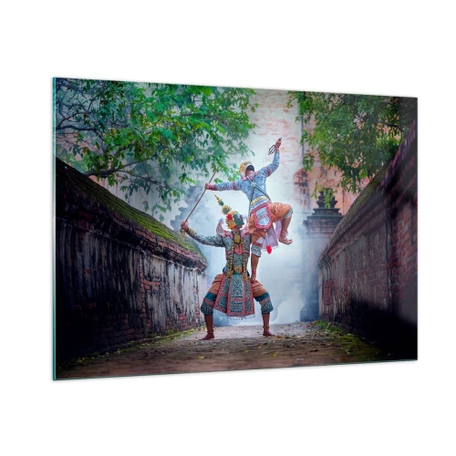 Impression sur verre - Image sur verre - Danse traditionnelle dans un cadre historique aux couleurs vibrantes - 100x70cm - La danse est d'une beauté dévastatrice - Décoration murale moderne pour le salon et la chambre ARTTOR