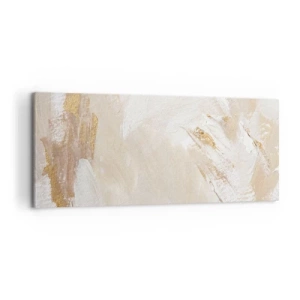 Impression sur toile - Image sur toile - Des tons abstraits délicats dans des tons beiges et dorés - 120x50cm - Composition pastel - Décoration murale moderne pour le salon et la chambre ARTTOR