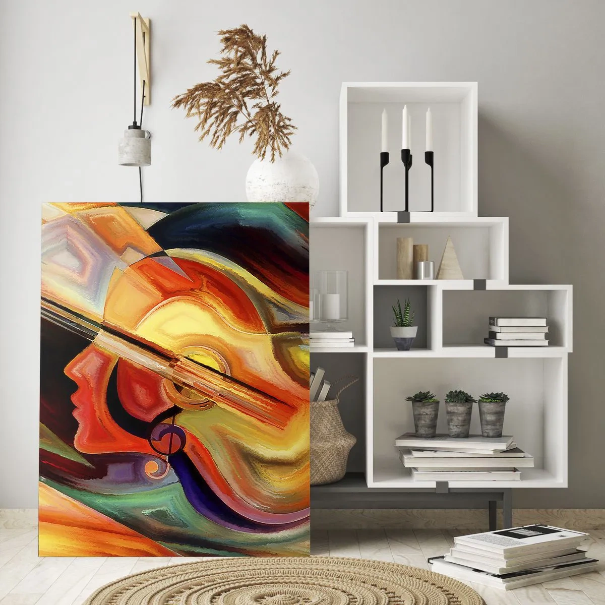 Impression sur verre - Image sur verre - Abstraction colorée inspirée de la musique et de la guitare - 80x120cm - Tout va bien - Décoration murale moderne pour le salon et la chambre ARTTOR