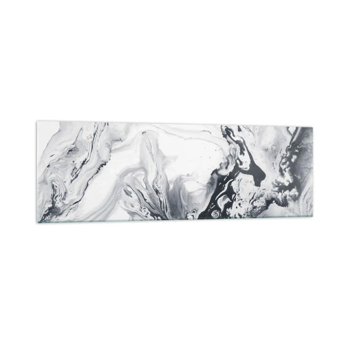 Impression sur verre - Image sur verre - Motif abstrait monochrome avec effet marbré - 160x50cm - Au centre de la Terre - Décoration murale moderne pour le salon et la chambre ARTTOR