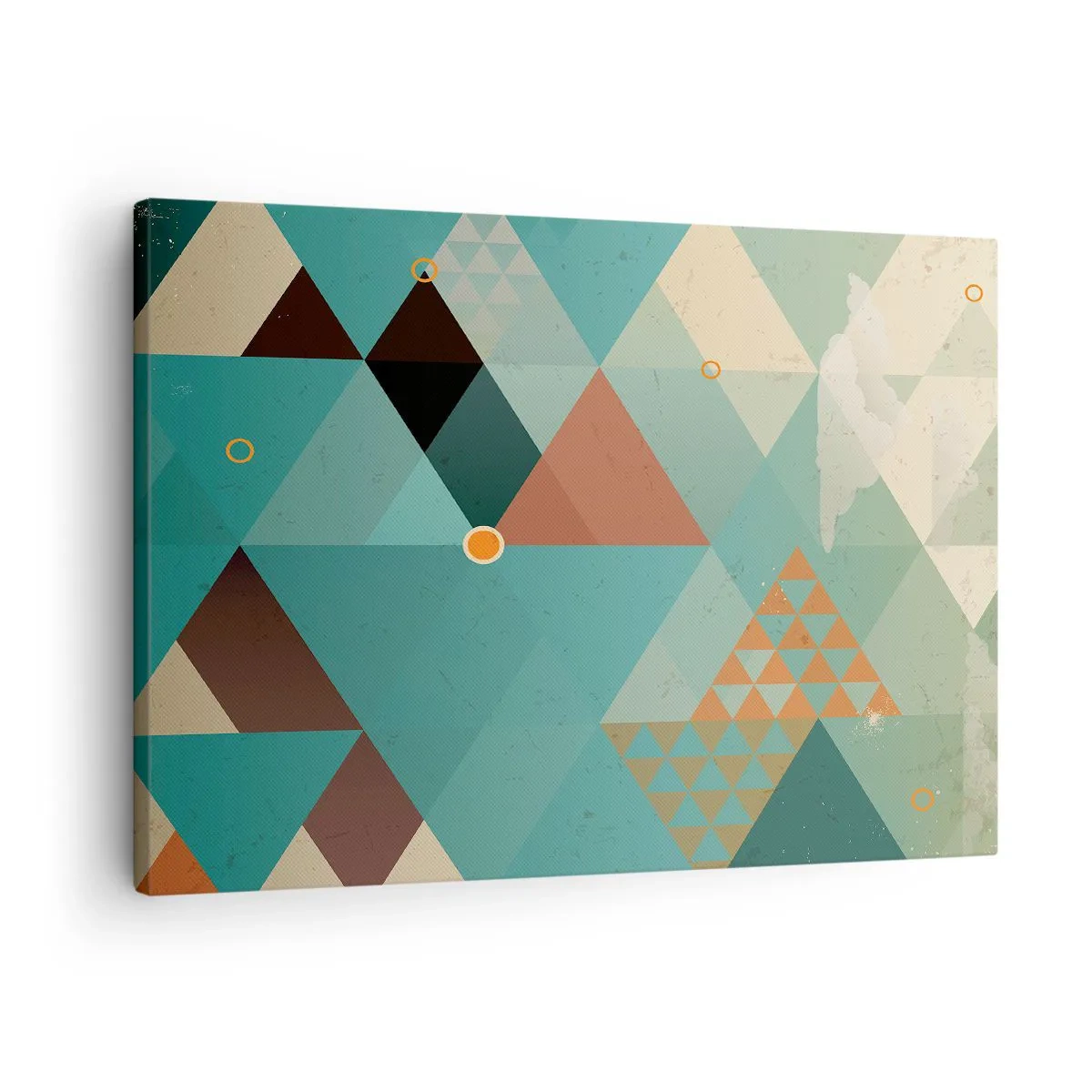 Impression sur toile - Image sur toile - Motifs géométriques dans les tons turquoise et marron - 70x50cm - Unité de la multiplicité, multiplicité de l'unité - Décoration murale moderne pour le salon et la chambre ARTTOR