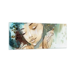 Impression sur verre - Image sur verre - Lady in blue - 100x40 cm