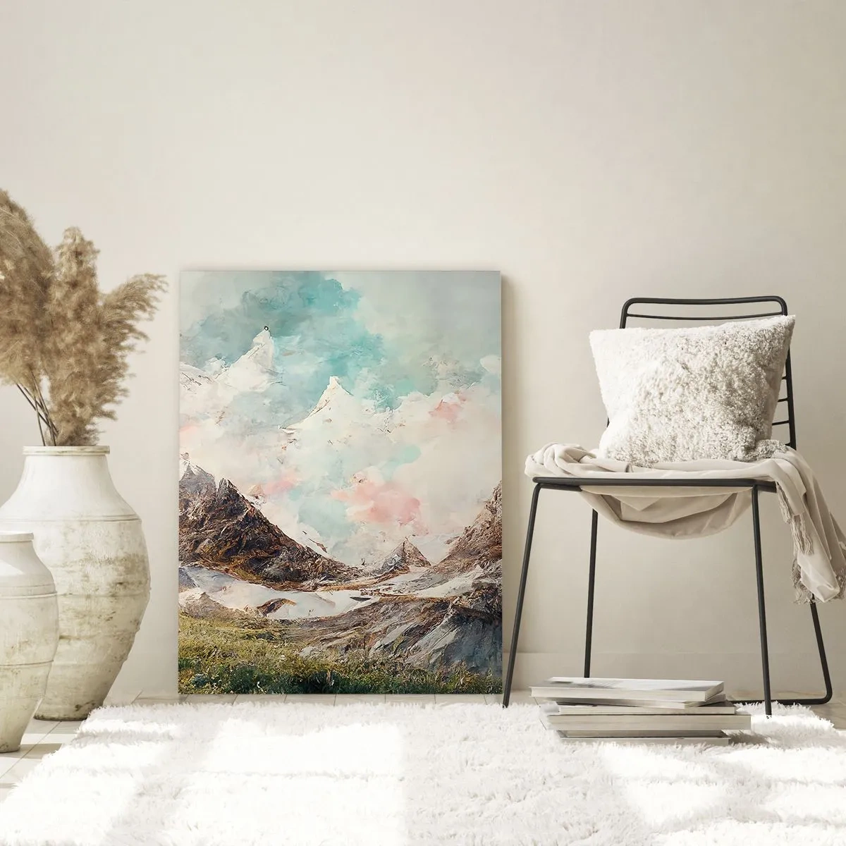 Impression sur verre - Image sur verre - Des sommets pittoresques aux ciels pastel - 50x70cm - Lames de roche - Décoration murale moderne pour le salon et la chambre ARTTOR