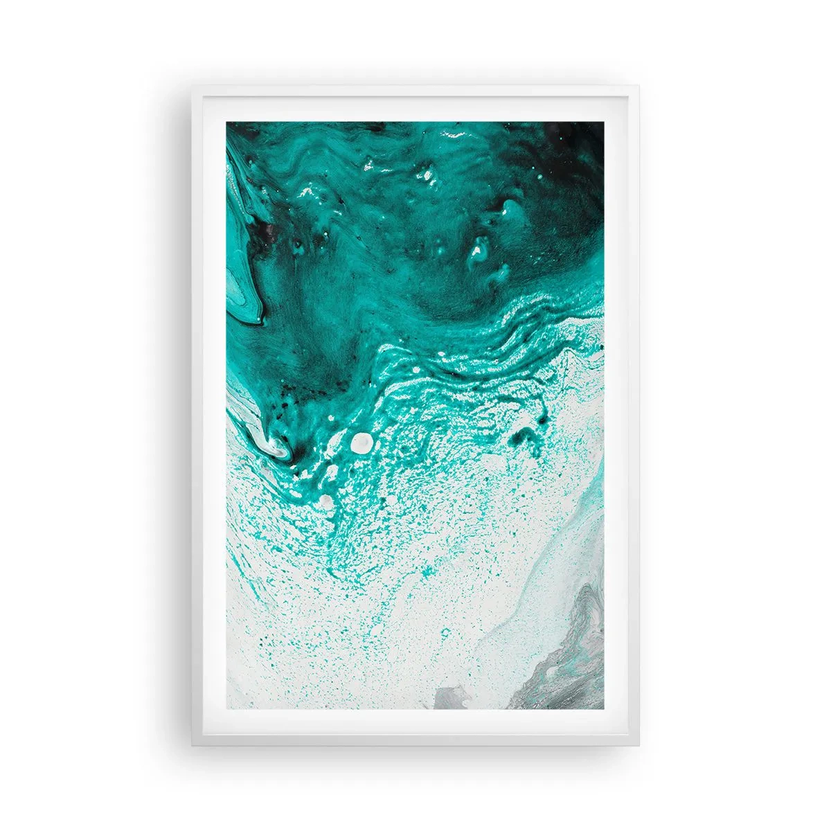 Affiche dans un cadre blanc - Poster - Se fondre dans le bleu et le turquoise - 61x91 cm