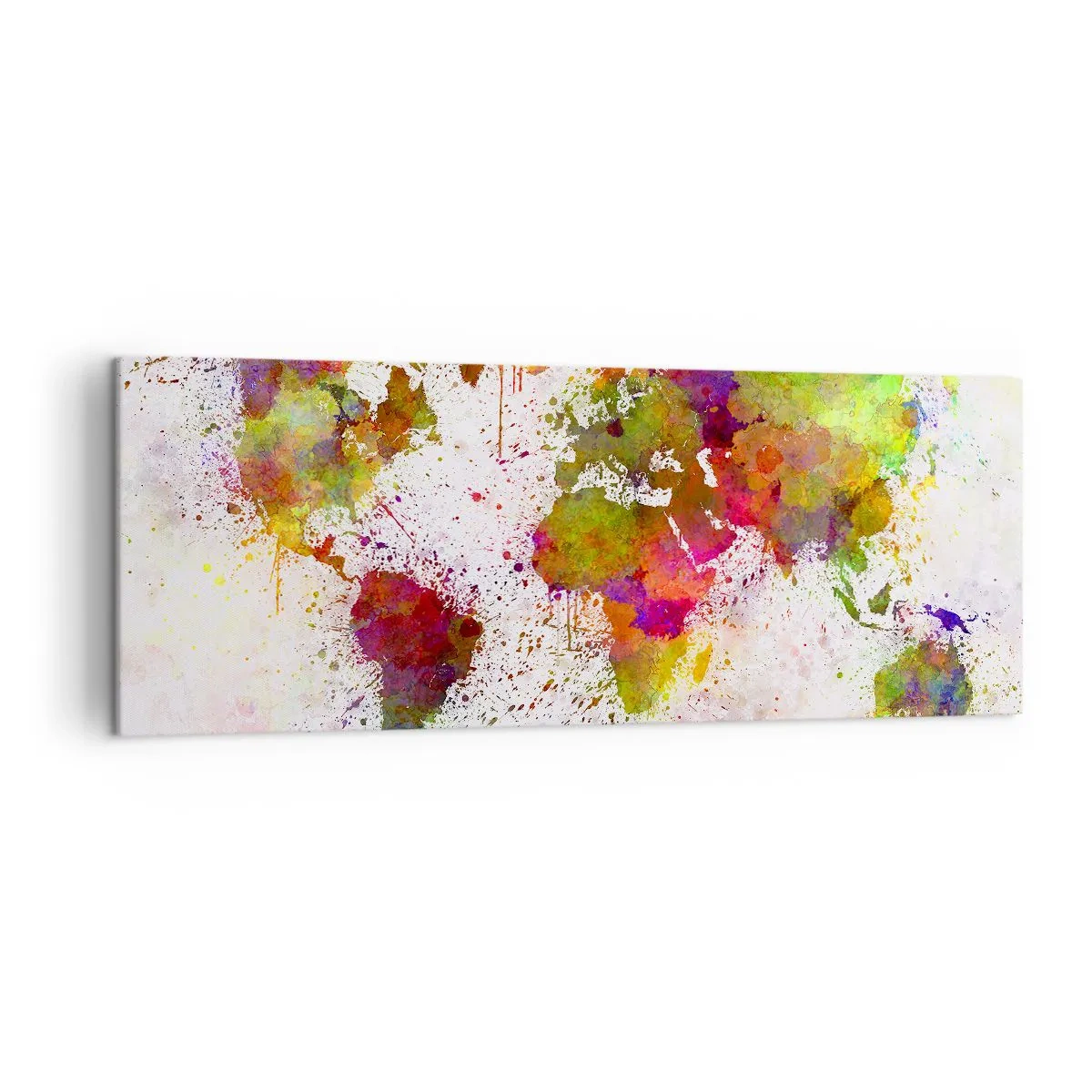 Impression sur toile - Image sur toile - Une carte du monde colorée dans un style abstrait - 140x50cm - D'une certaine manière ça s'est passé de la même façon - Décoration murale moderne pour le salon et la chambre ARTTOR