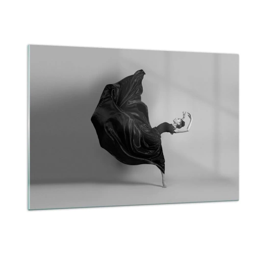 Impression sur verre - Image sur verre - Une danseuse en robe noire flottant dynamiquement dans les airs - 120x80cm - Musique ailées - Décoration murale moderne pour le salon et la chambre ARTTOR