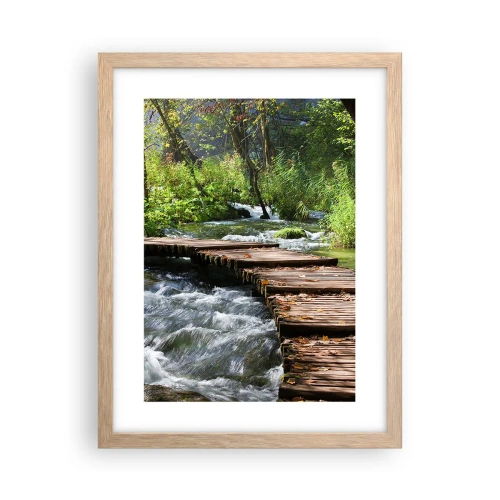 Affiche dans un chêne clair - Poster - Au-dessus de la cascade mousseuse - 30x40 cm