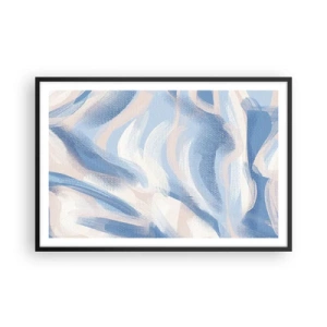 Affiche dans un cadre noir - Poster - Vagues bleues - 91x61 cm