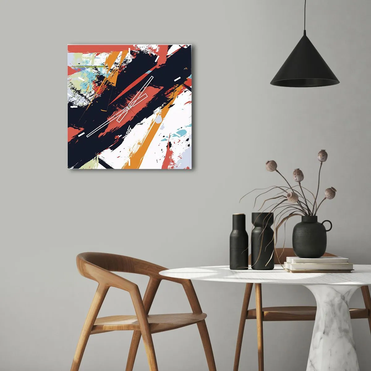 Horloge murale - Pendule murale - Composition dynamique - 30x30 cm