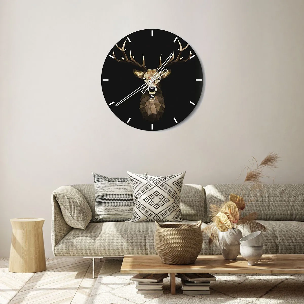 Horloge murale - Pendule murale - Cerf cubique - 40x40 cm