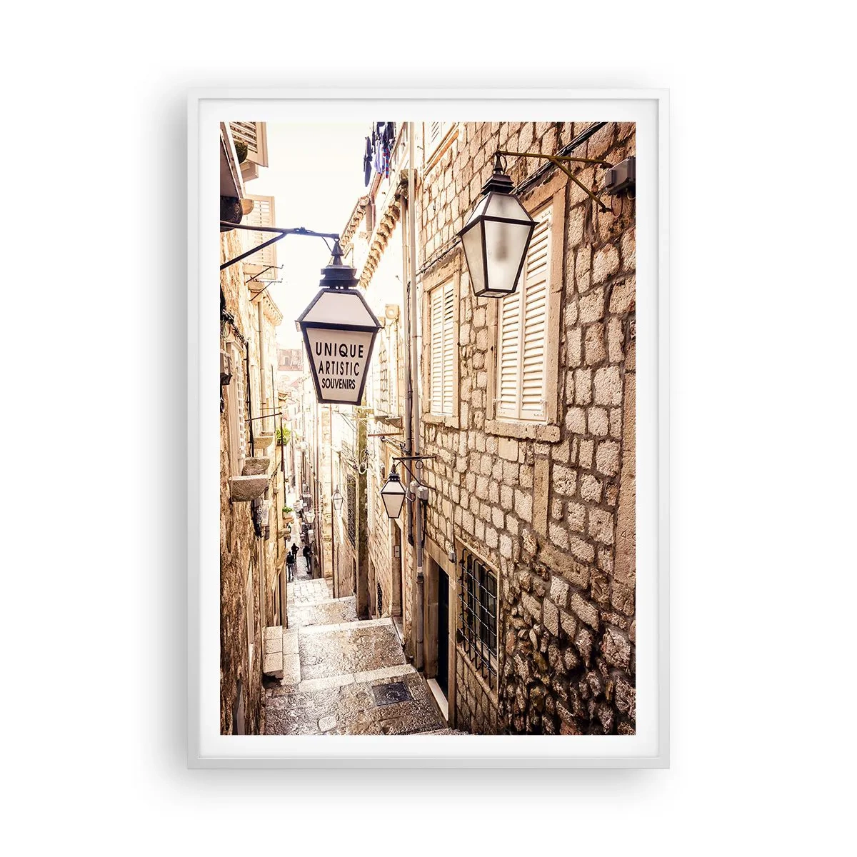 Affiche dans un cadre blanc - Poster - Une charmante ruelle - 70x100 cm