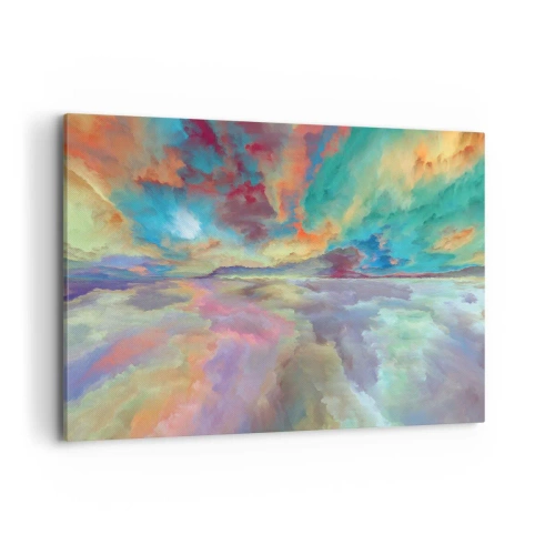 Impression sur toile - Image sur toile - Paysage de nuages colorés dans un style abstrait - 120x80cm - Deux paradis - Décoration murale moderne pour le salon et la chambre ARTTOR