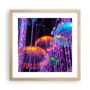 Affiche dans un chêne clair - Poster - Fontaine lumineuse - 40x40 cm