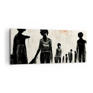 Impression sur toile - Image sur toile - Figures dans une composition monochrome sur fond clair - 120x50cm - Contre la solitude - Décoration murale moderne pour le salon et la chambre ARTTOR