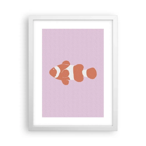 Affiche dans un cadre blanc - Poster - En corail sur le visage et la queue - 30x40 cm