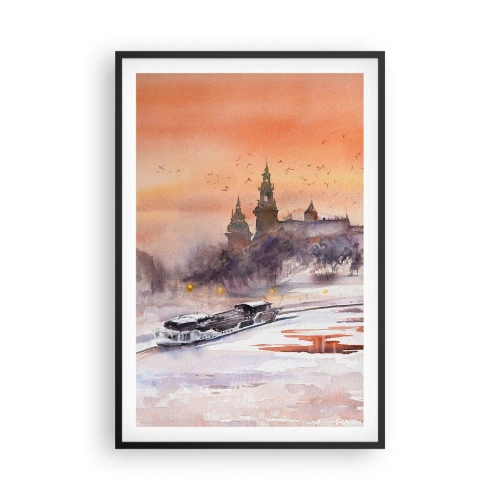 Affiche dans un cadre noir - Poster - Coucher de soleil royal - 61x91 cm