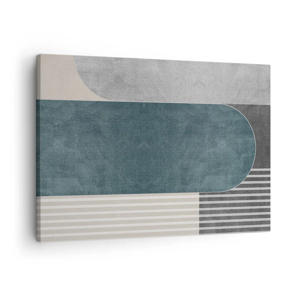 Impression sur toile - Image sur toile - Abstraction géométrique dans les tons de gris et de vert - 70x50cm - Composition de niveaux - Décoration murale moderne pour le salon et la chambre ARTTOR