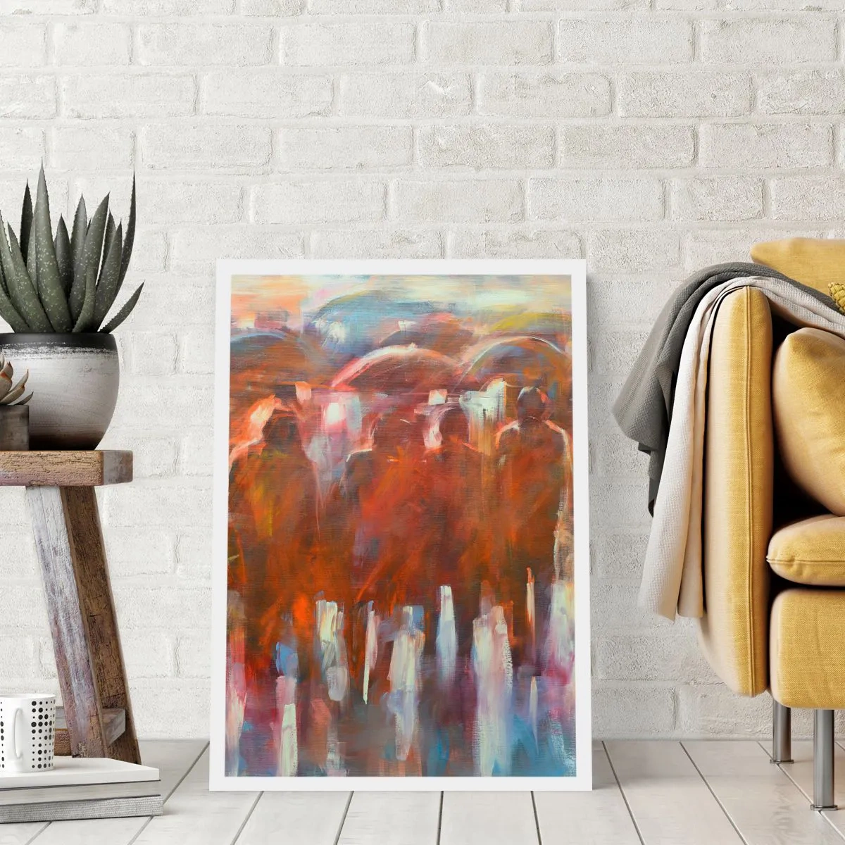 Affiche - Poster - Figures abstraites aux tons chauds - 50x70cm - Identiques sous la pluie et dans le brouillard - Décoration murale moderne pour le salon et la chambre ARTTOR