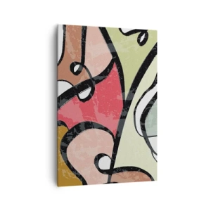 Impression sur toile - Image sur toile - Formes abstraites colorées avec des lignes noires - 70x100cm - Pirouettes parmi les couleurs - Décoration murale moderne pour le salon et la chambre ARTTOR