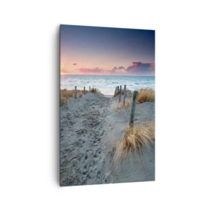 Impression sur toile - Image sur toile - Chemin menant à la plage au coucher du soleil - 80x120cm - Tu as versé l'éclat de l'arc-en-ciel sur les flots - Décoration murale moderne pour le salon et la chambre ARTTOR