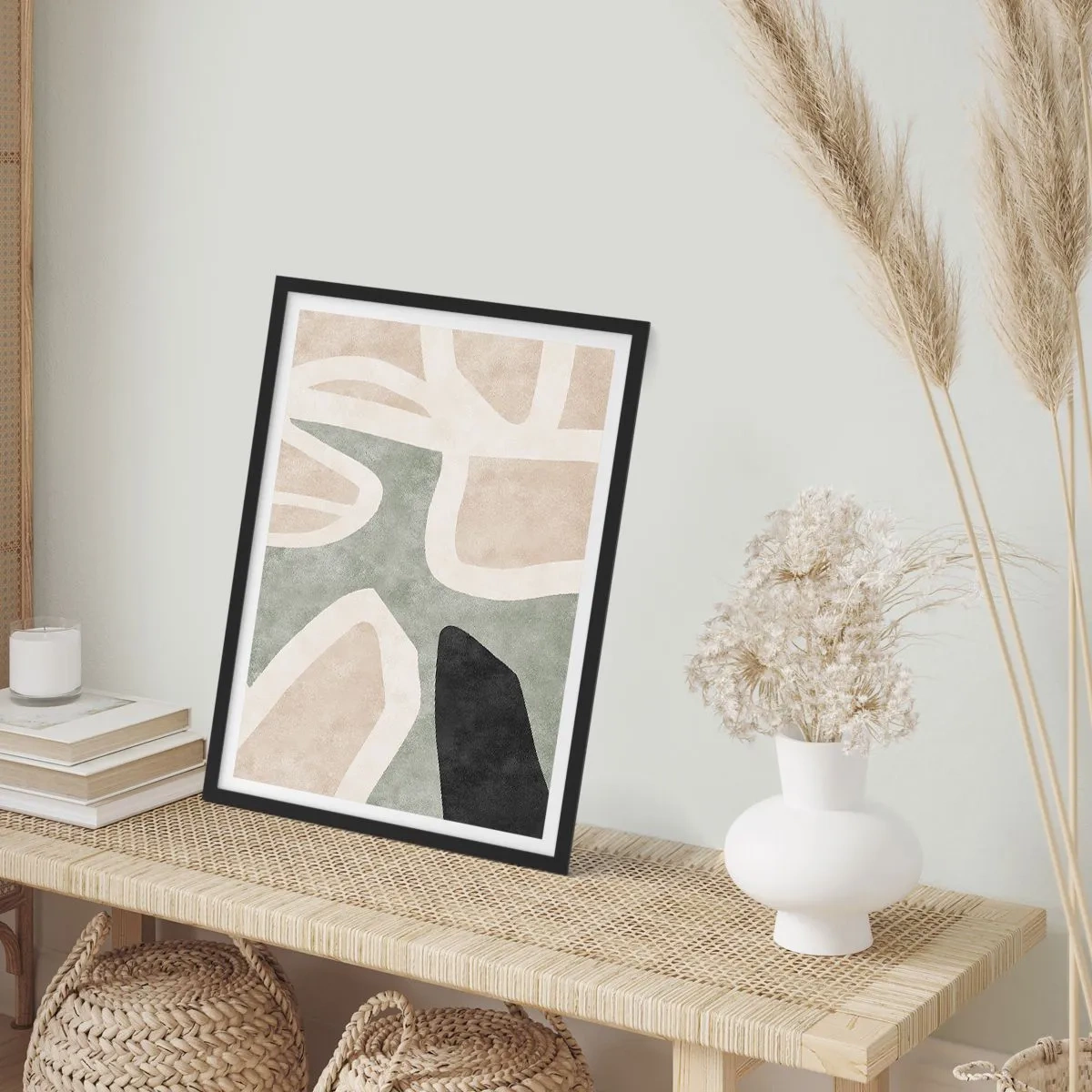Affiche dans un cadre noir - Poster - Harmonie des couleurs abstraites - 50x70cm - Composition pour motif noir - Décoration murale moderne pour le salon et la chambre ARTTOR