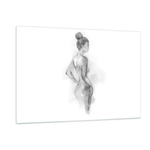 Impression sur verre - Image sur verre - Une silhouette féminine subtile peinte à l'aquarelle sur fond blanc - 120x80cm - Belle comme une peinture - Décoration murale moderne pour le salon et la chambre ARTTOR