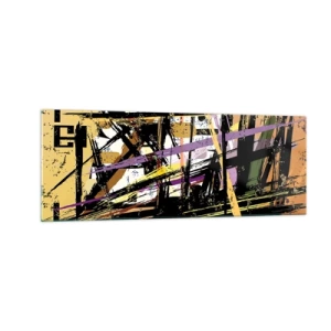 Impression sur verre - Image sur verre - Lignes et formes abstraites sur fond beige - 140x50cm - Une coupe nette - Décoration murale moderne pour le salon et la chambre ARTTOR
