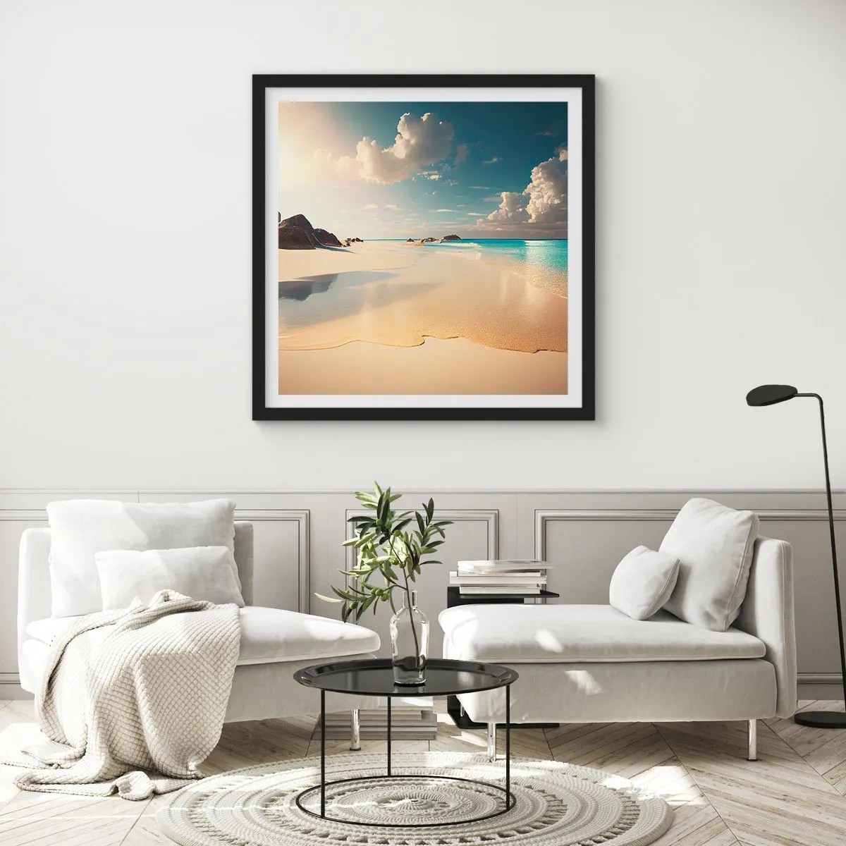 Affiche dans un cadre noir - Poster - Une journée de rêve - 40x40 cm