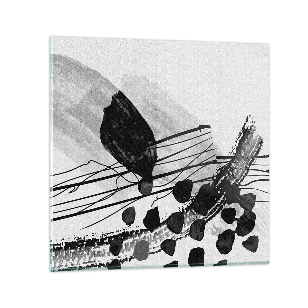 Impression sur verre - Image sur verre - Abstraction organique noir et blanc - 40x40 cm