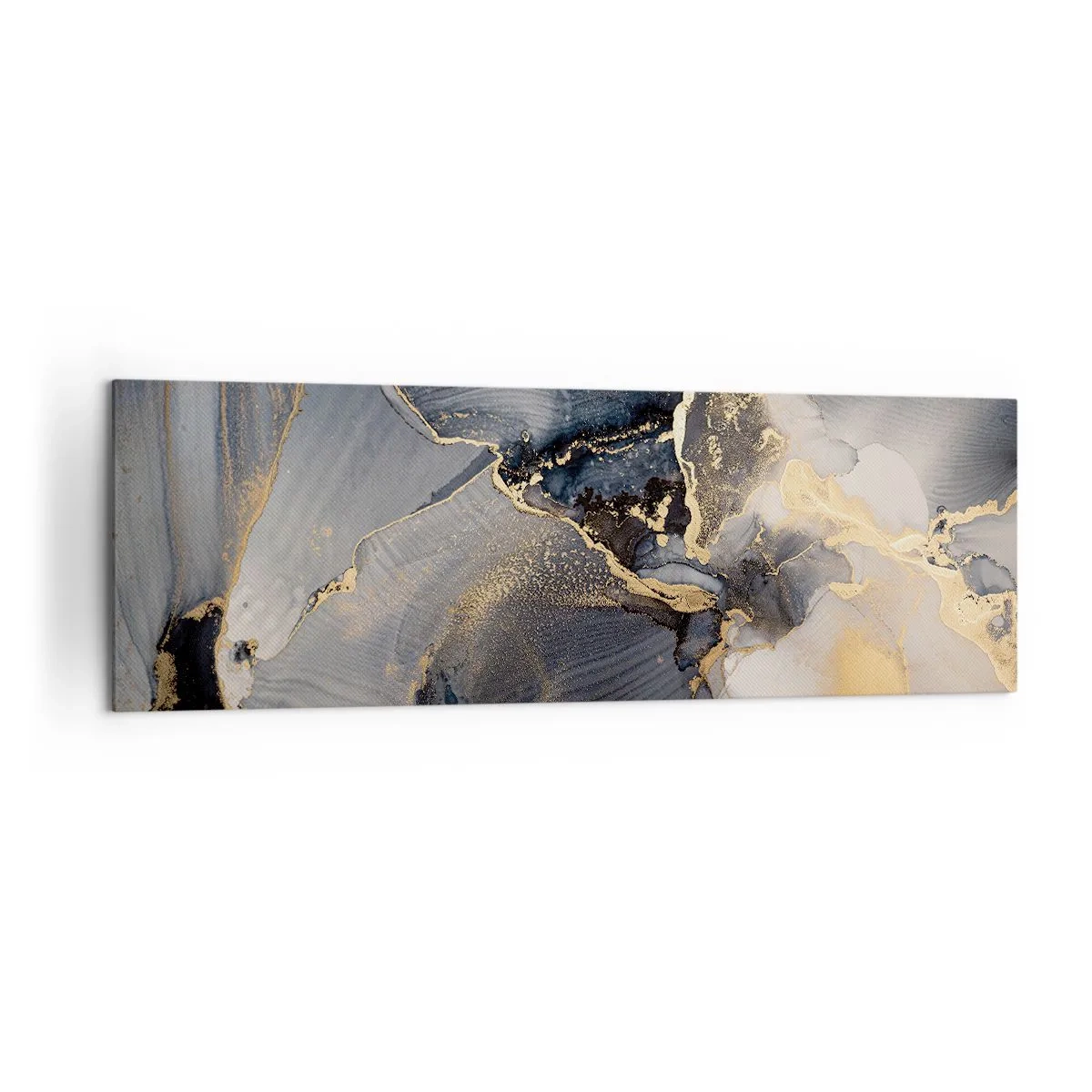 Impression sur toile - Image sur toile - Abstrait or et gris sur toile - 160x50cm - La vie de la pierre - Décoration murale moderne pour le salon et la chambre ARTTOR