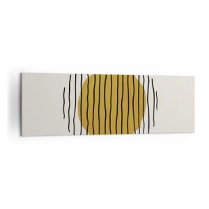 Impression sur toile - Image sur toile - Un motif minimaliste avec un cercle jaune et des lignes noires. - 160x50cm - Abstraction tremblante de chaleur - Décoration murale moderne pour le salon et la chambre ARTTOR