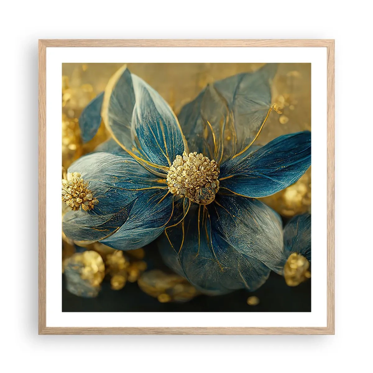 Affiche dans un chêne clair - Poster - Fleurir avec de l'or - 60x60 cm