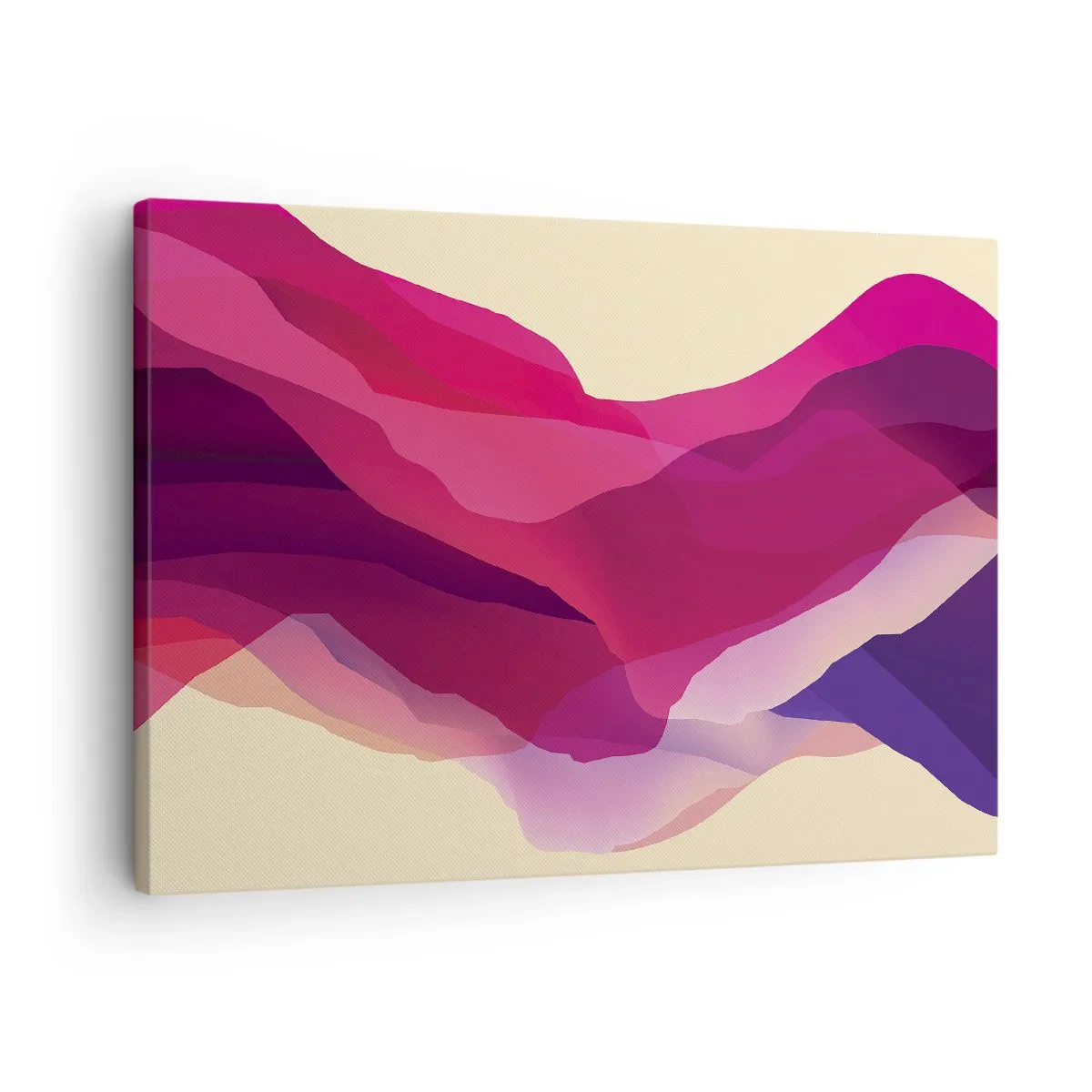 Impression sur toile - Image sur toile - Vagues abstraites dans des tons violets et roses sur un fond clair - 70x50cm - Vagues pourpre - Décoration murale moderne pour le salon et la chambre ARTTOR