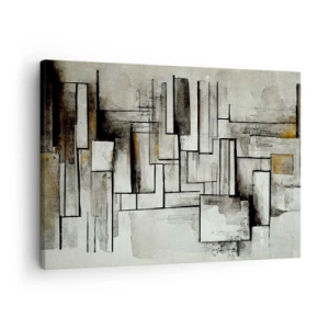 Impression sur toile - Image sur toile - Rectangles abstraits dans les tons de gris et de noir - 70x50cm - Le pouvoir de la simplicité - Décoration murale moderne pour le salon et la chambre ARTTOR